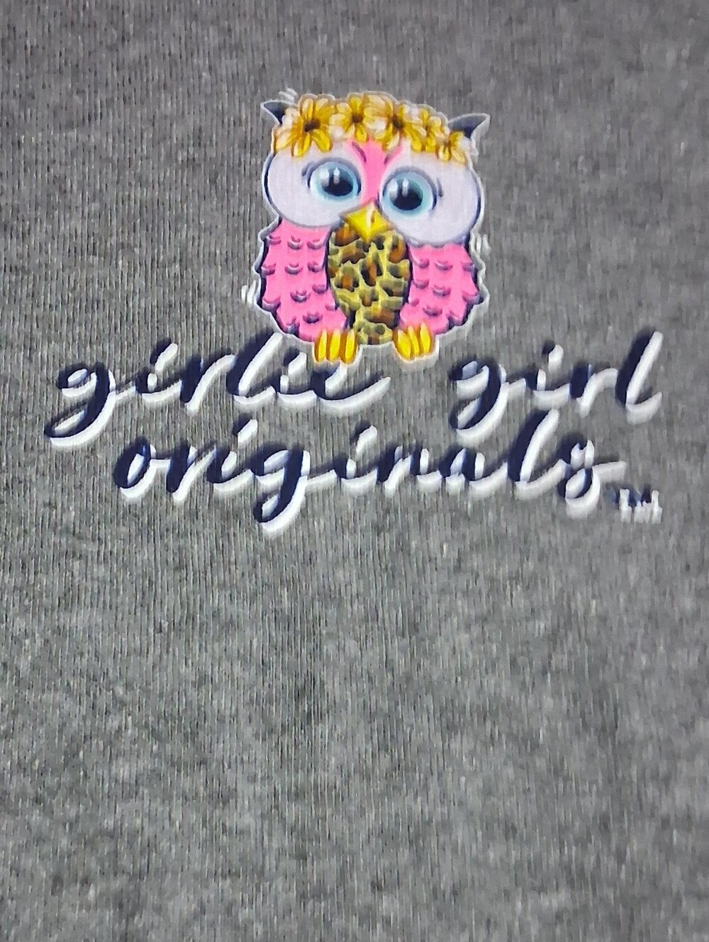 Girls Girl Originals Gray Short Sleeve Tee with Pink Owl Graphic